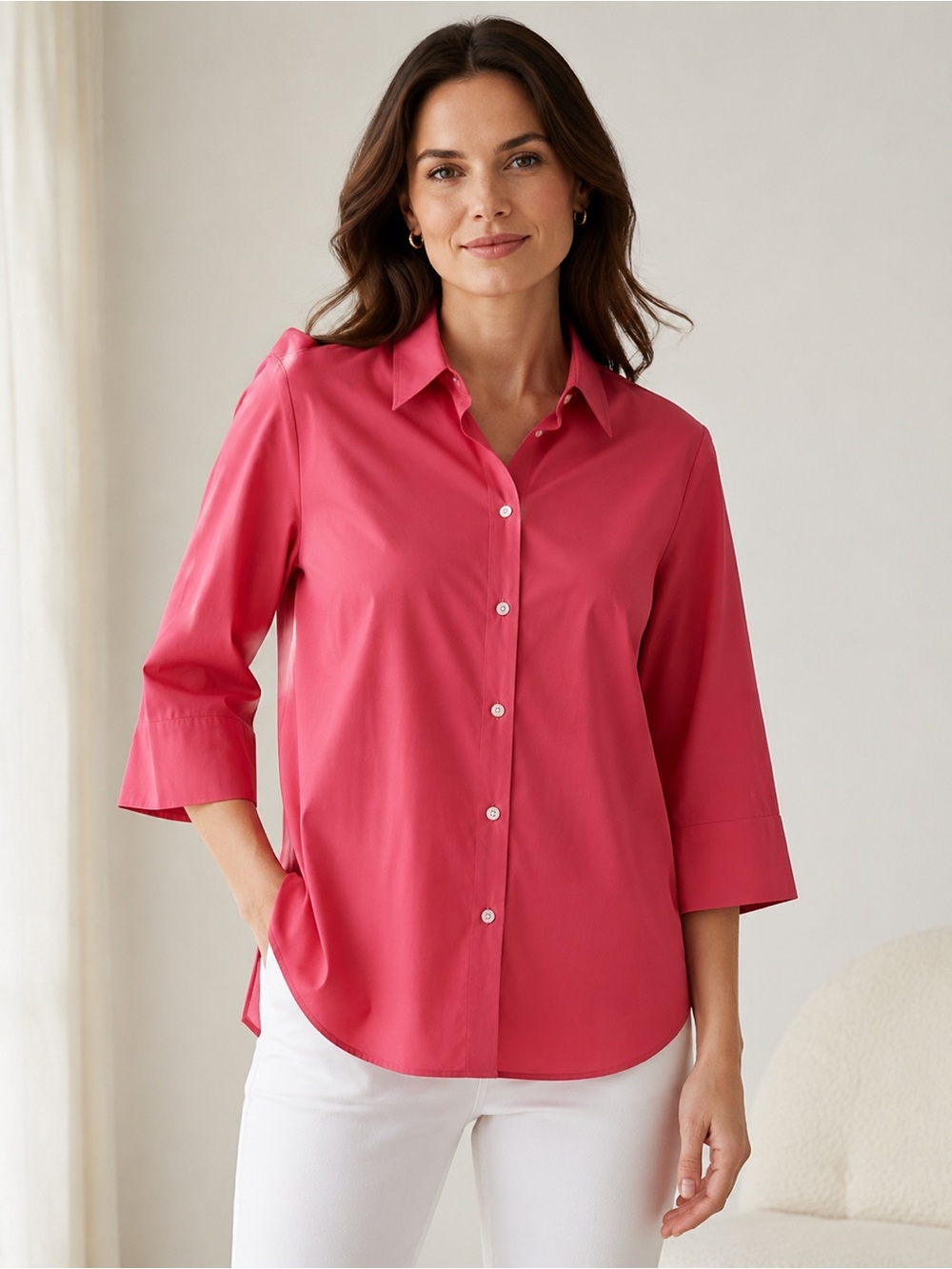Eddie Bauer Women's Button-Down Shirt in Raspberry